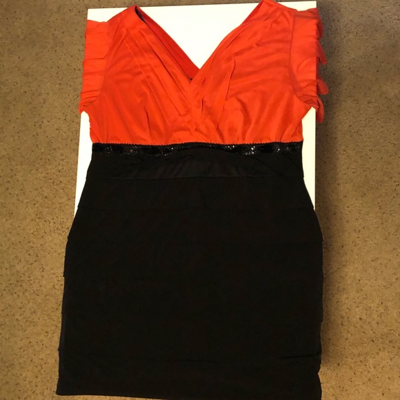 Enfocus Studio Dresses & Skirts - Black and Coral ruffle dress